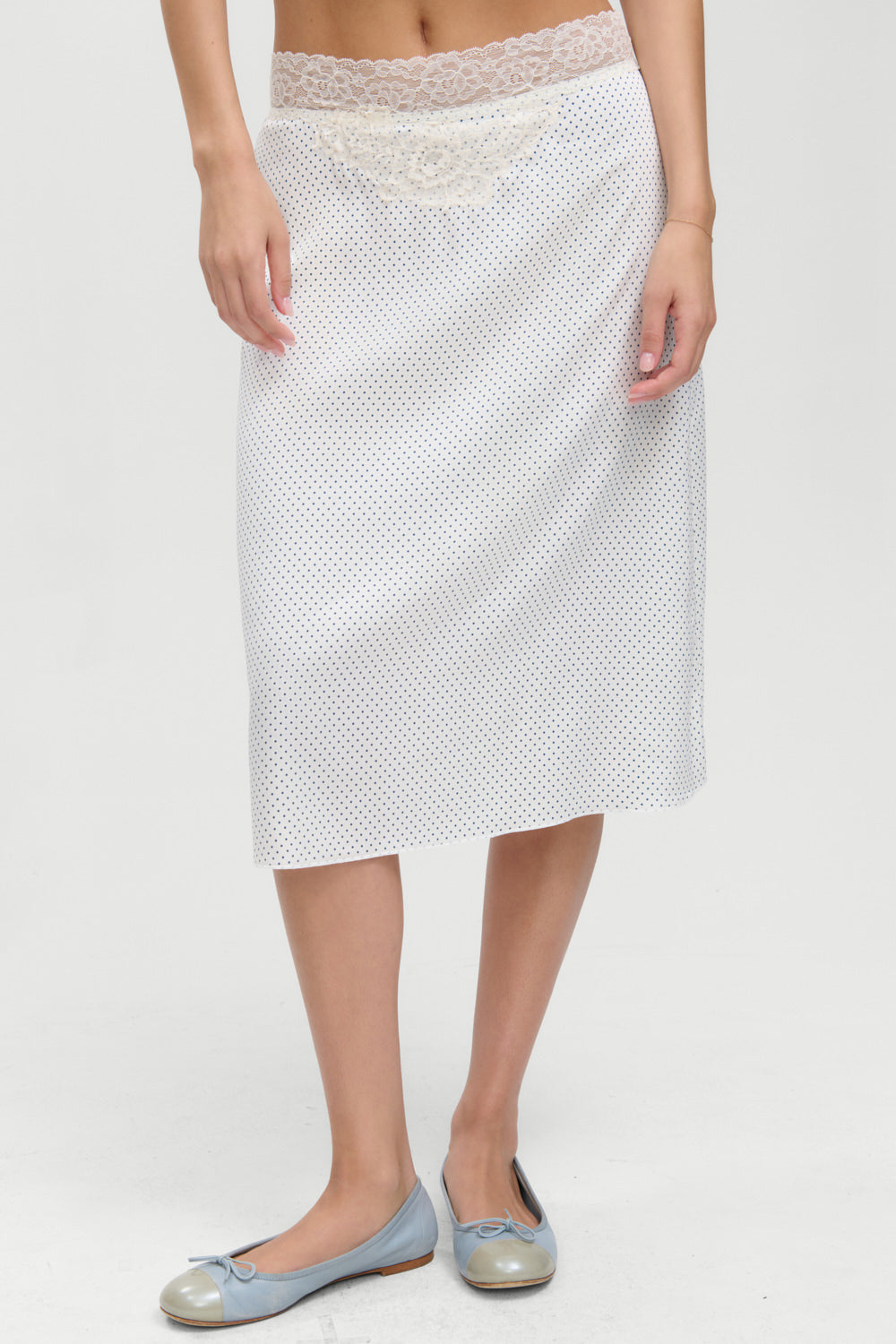 Laura Silk Midi Skirt - French Pearl