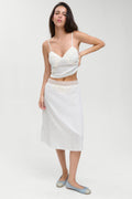 Laura Silk Midi Skirt - French Pearl