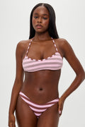Lotus Mesh Striped Bikini Top - Strawberry Chocolate