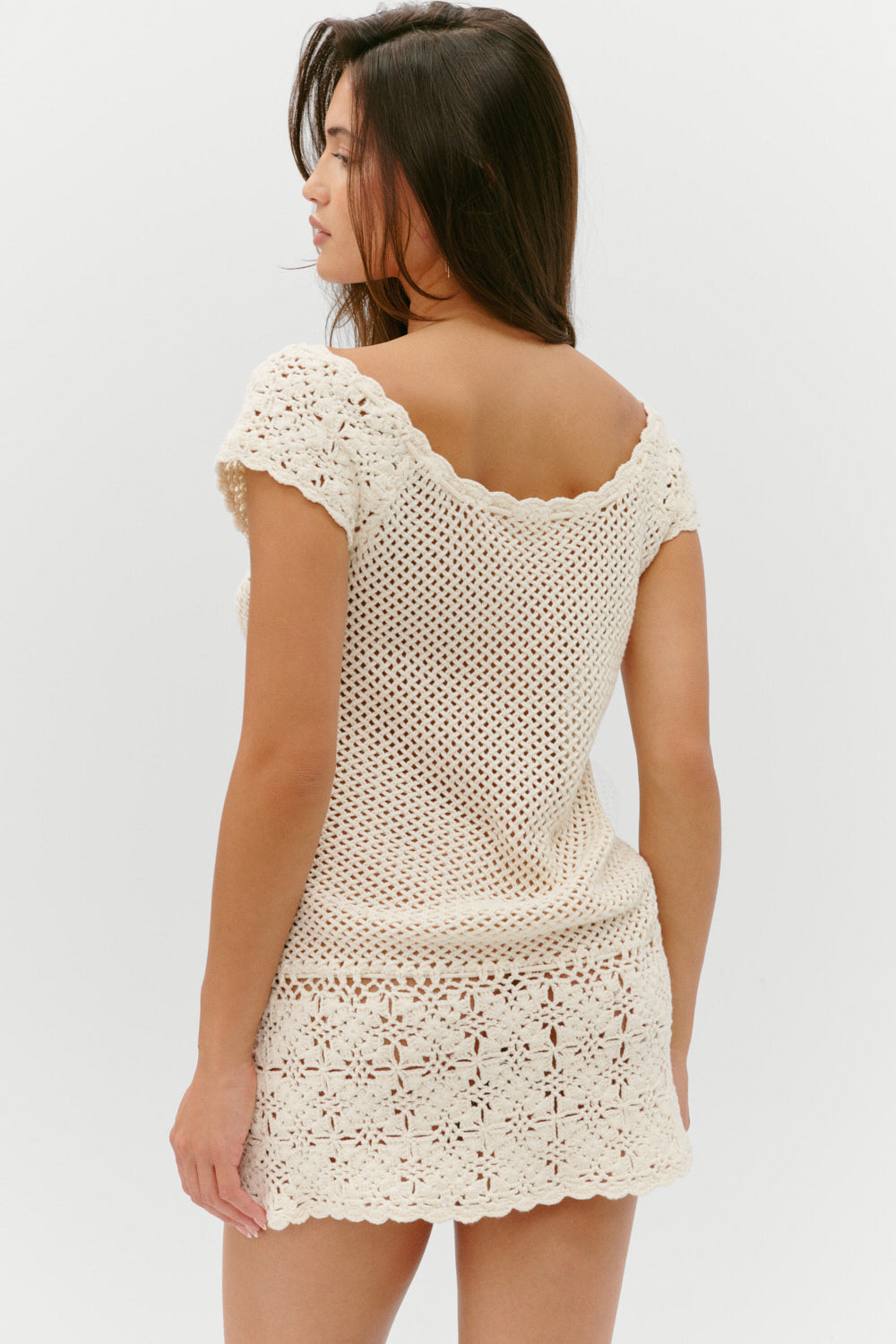 Moss Crochet Mini Dress - Sand Dollar