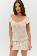 Moss Crochet Mini Dress - Sand Dollar