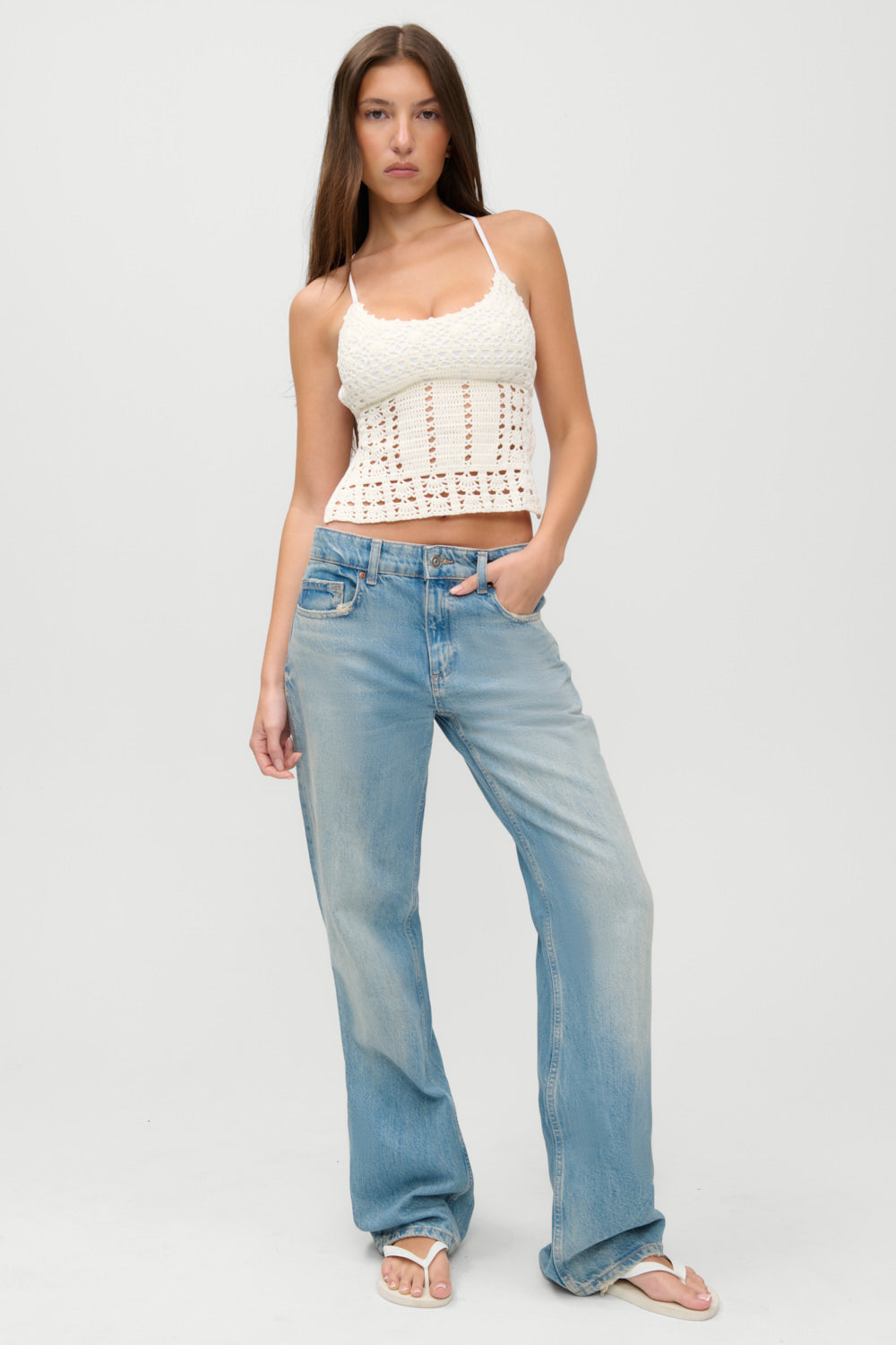 x JENNIE Nari Crochet Tankini - Ivory Crochet