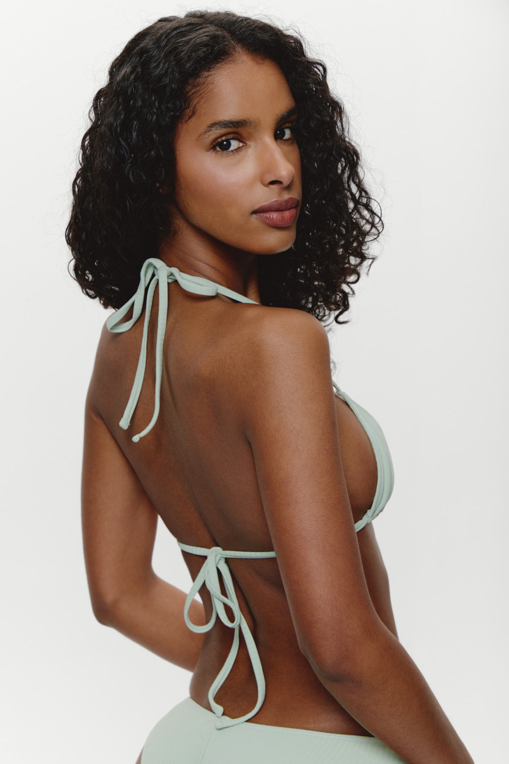 Nick Triangle Halter Bikini Top - Minty