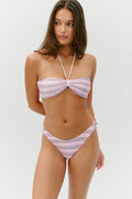 Rumi Reversible Satin Bikini Top - Pink Stripe