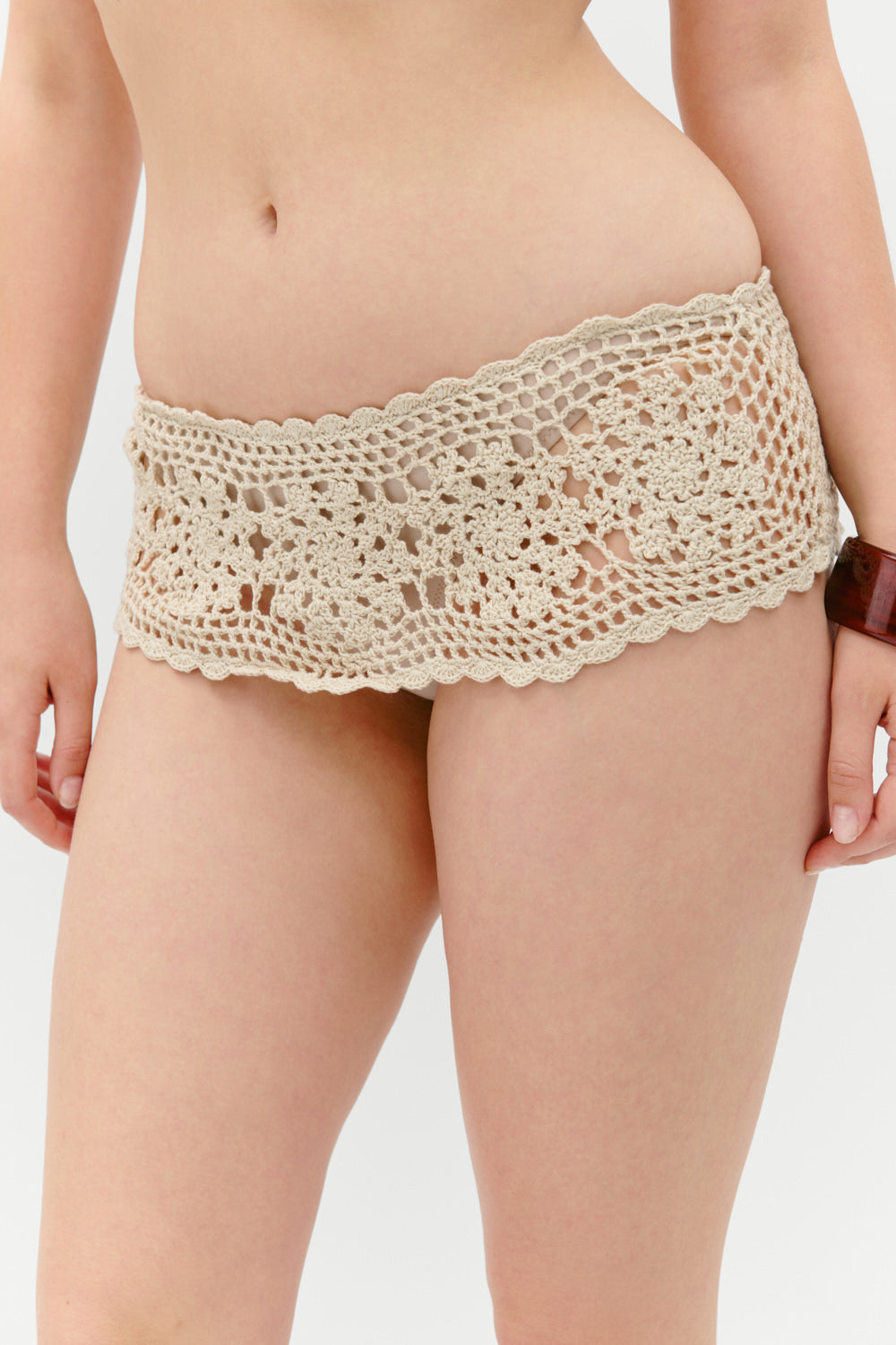 Shelly Crochet Shine Swim Skirt - Birthday Suit