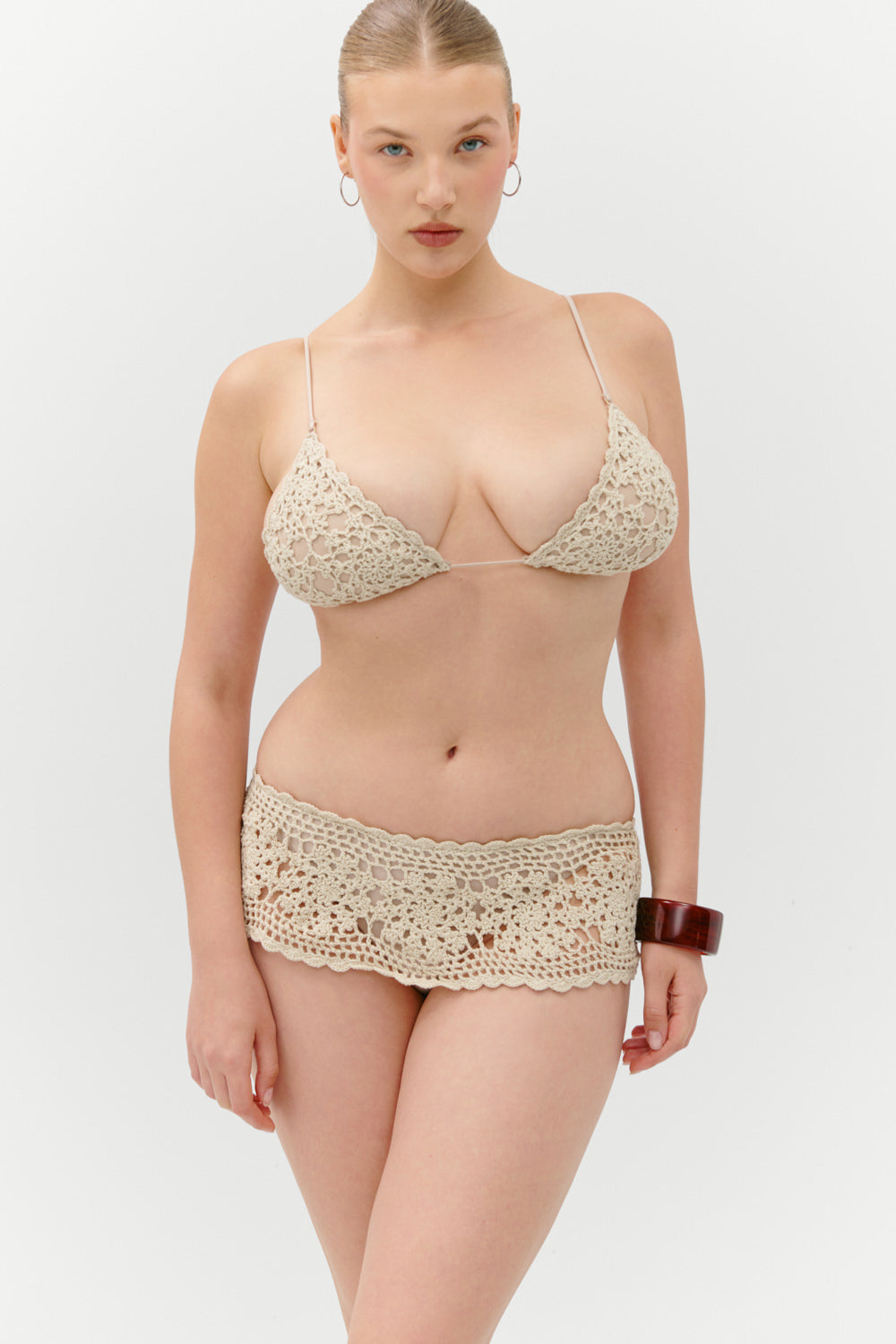 Shelly Crochet Shine Swim Skirt - Birthday Suit