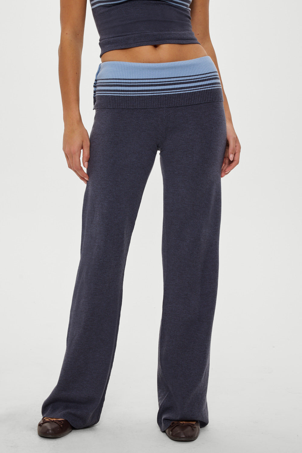 Shore Low Rise Knit Pants - Stone Stripe