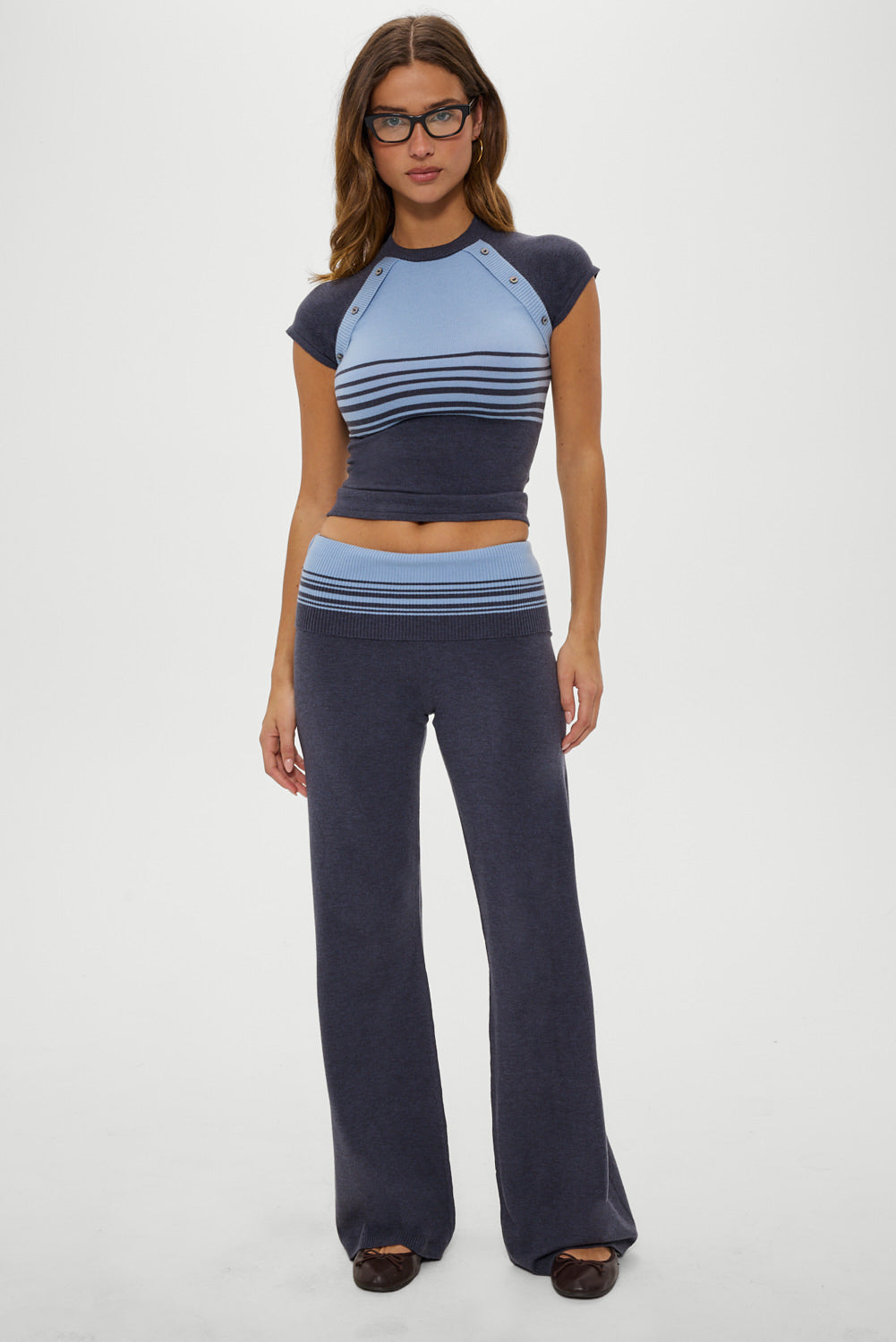 Shore Low Rise Knit Pants - Stone Stripe