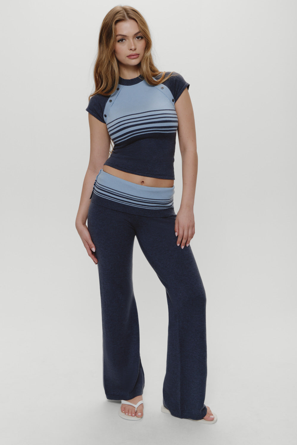 Shore Low Rise Knit Pants - Stone Stripe