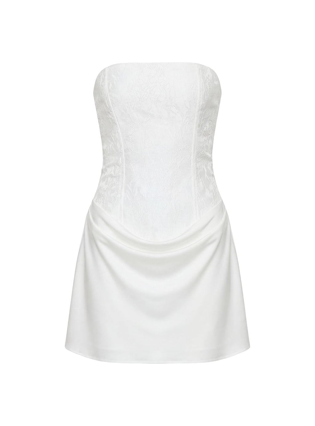Jenevieve Strapless Drape Mini Dress White