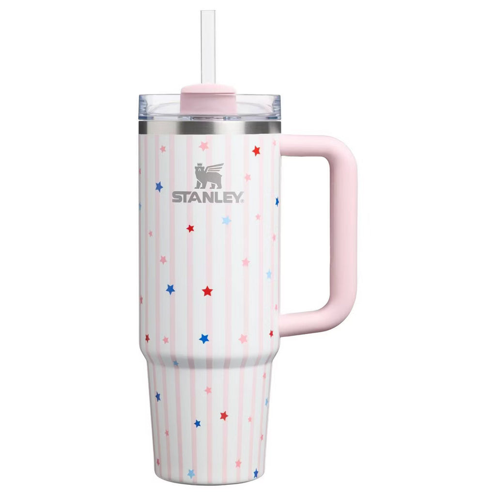 Stanley 30 oz Stainless Steel H2.0 FlowState Quencher Tumbler Pink Starry Stripes