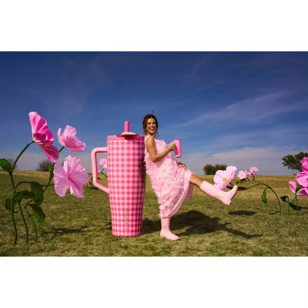 BruMate 40fl oz Stainless Steel Era Flip Straw Tumbler - Pink Gingham