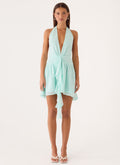 Guide You Halter Neck Mini Dress - Aqua