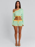 Hattie Shorts Blue And Yellow Stripe