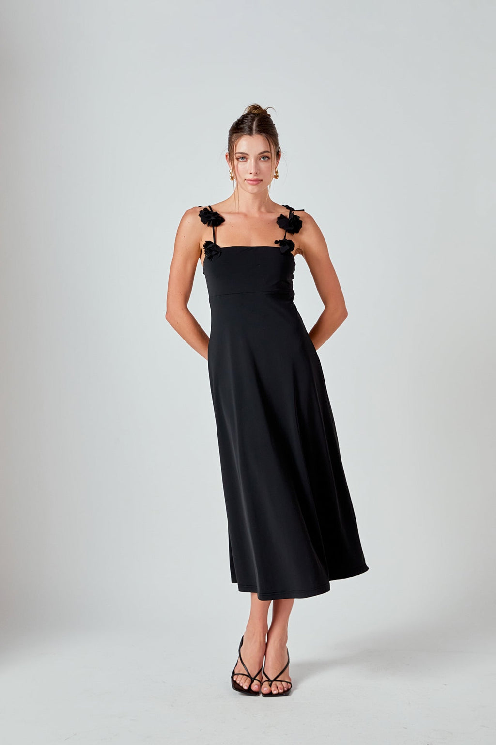 Rosette Shoulder Maxi Dress