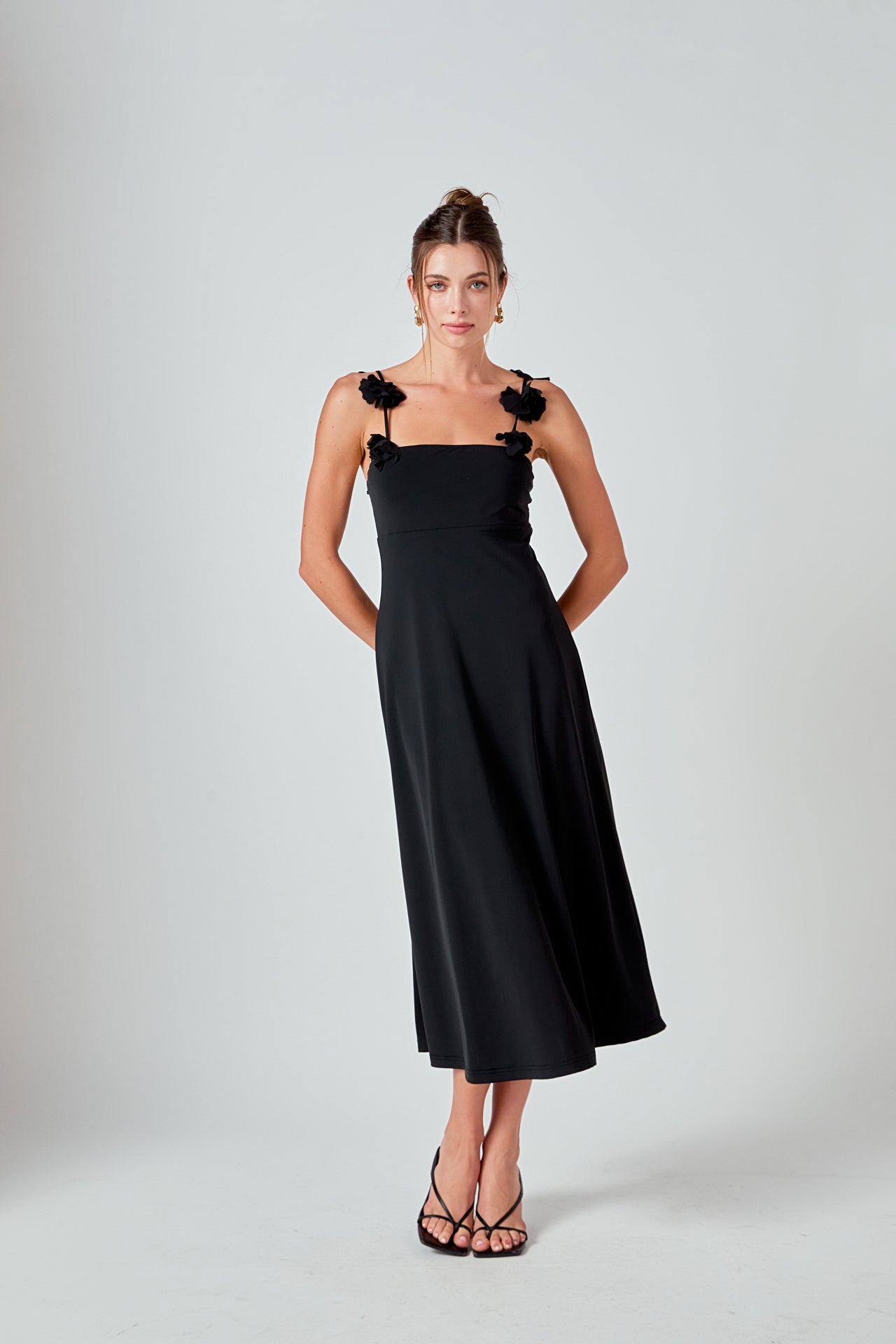Rosette Shoulder Maxi Dress