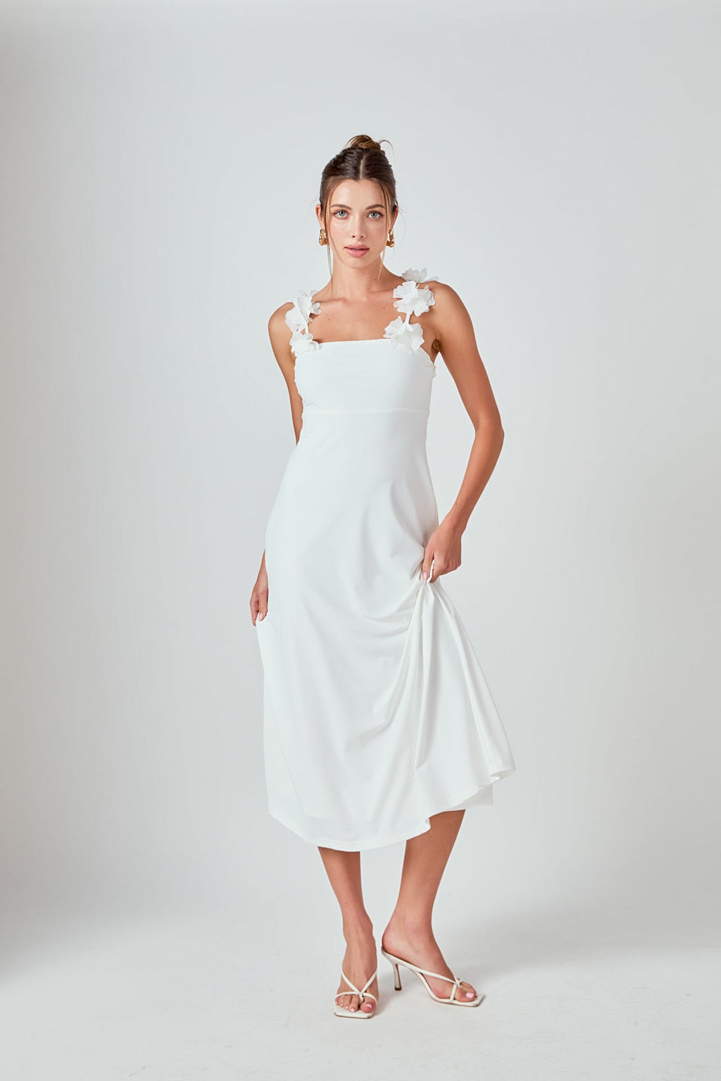 Rosette Shoulder Maxi Dress