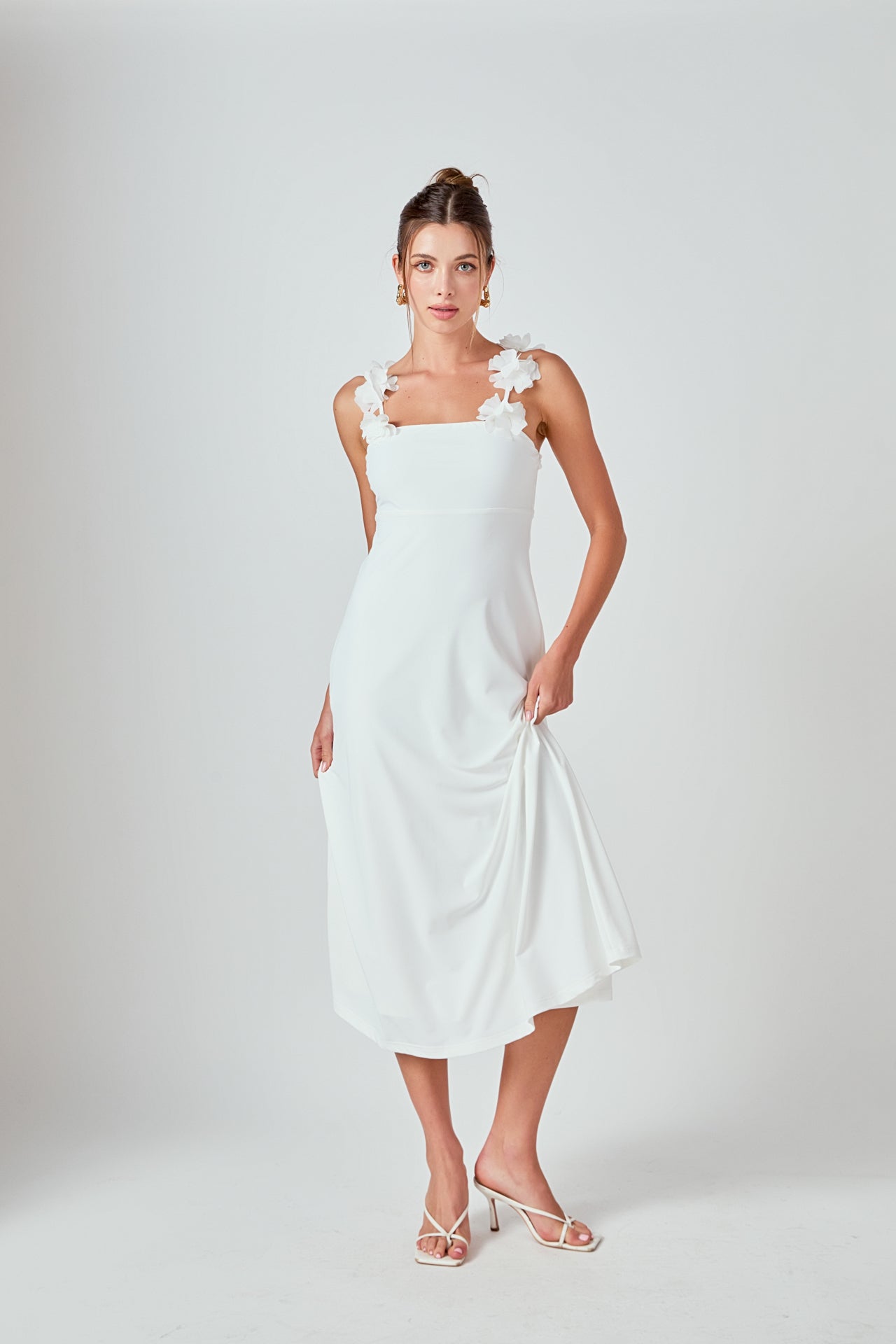 Rosette Shoulder Maxi Dress