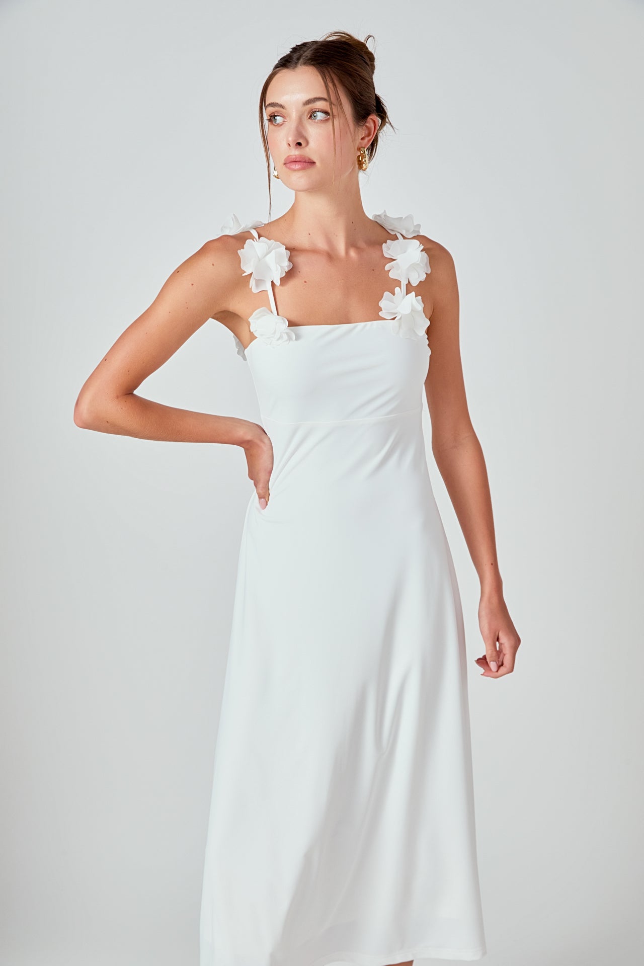 Rosette Shoulder Maxi Dress