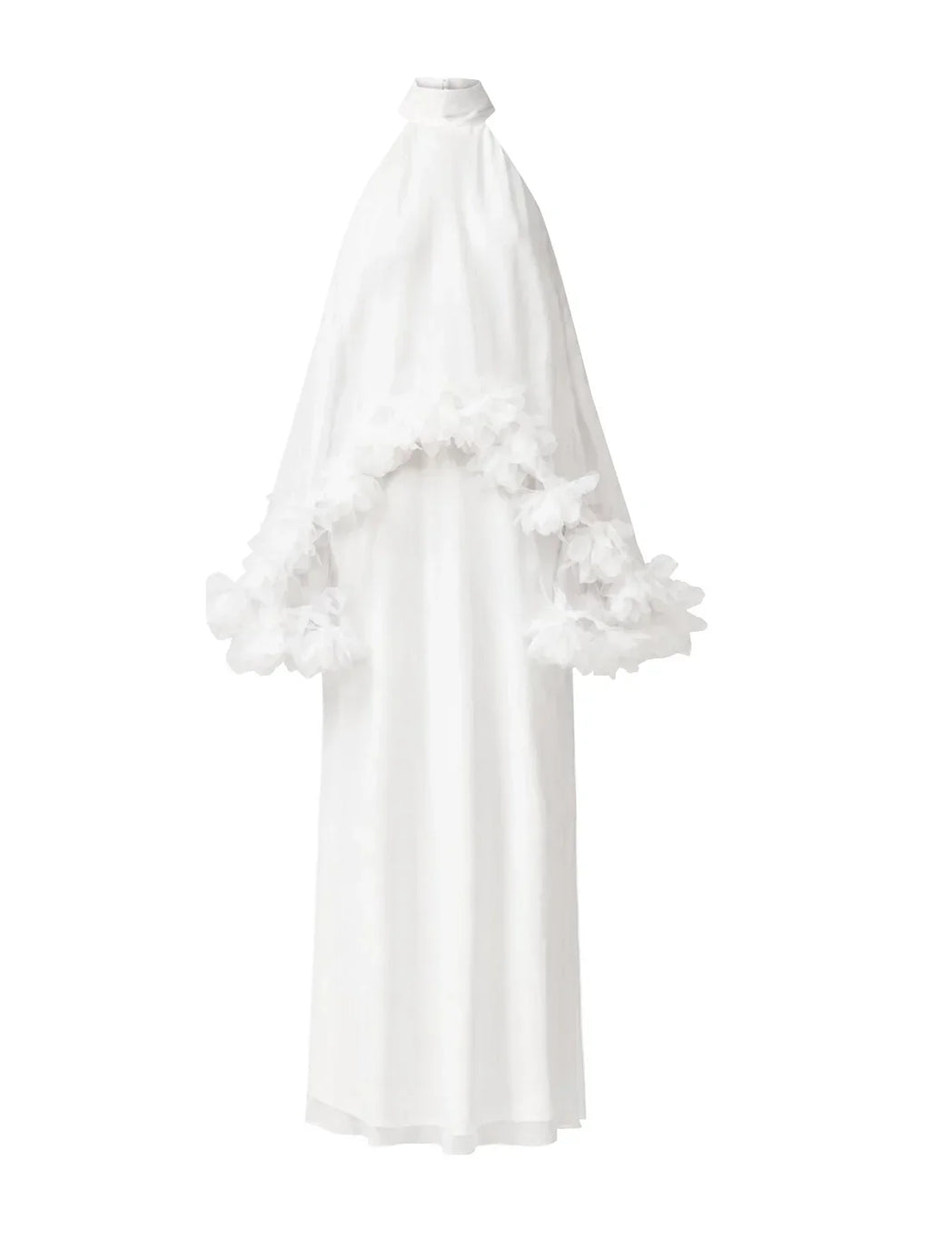 Halter Cape Gown with Finesse Floral Trim