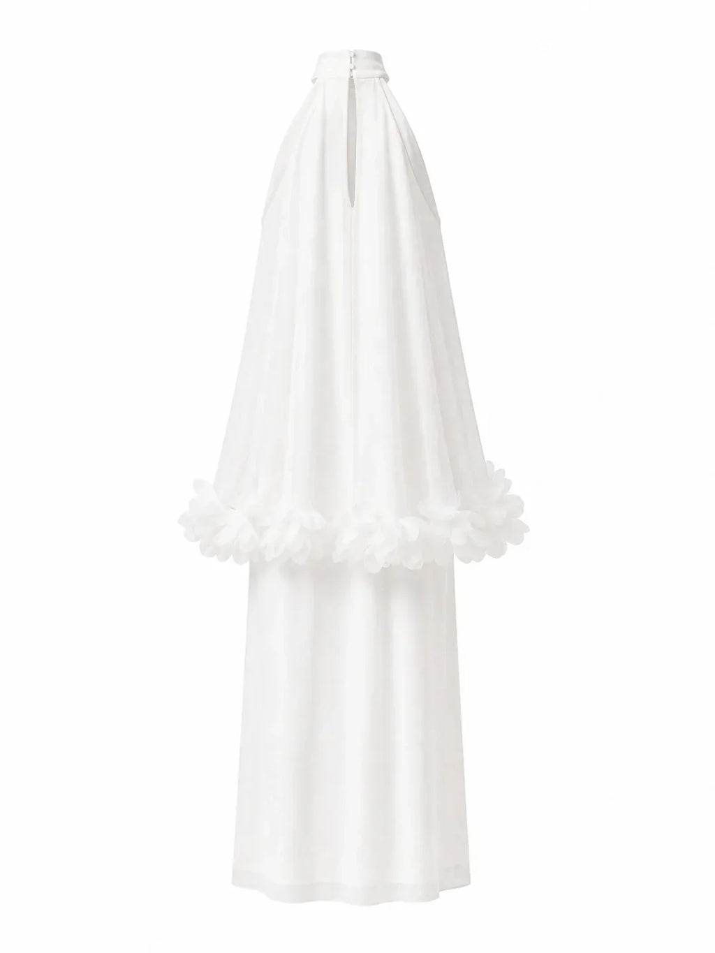 Halter Cape Gown with Finesse Floral Trim