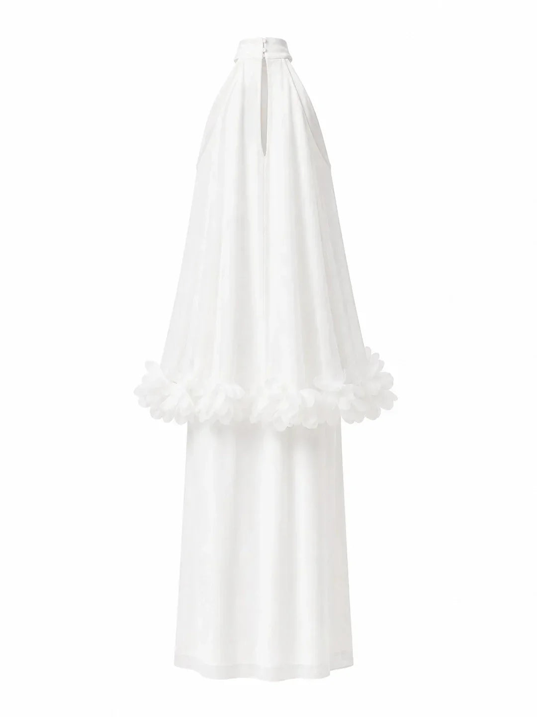 Halter Cape Gown with Finesse Floral Trim