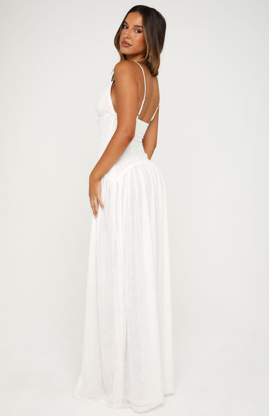 Sultry Shore Broderie Maxi Dress Off White