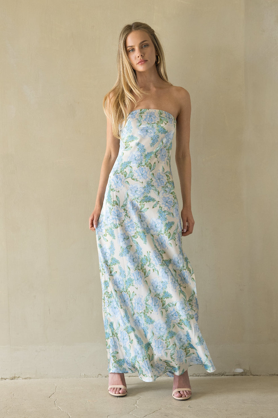 Jasmina Satin Floral Maxi Dress