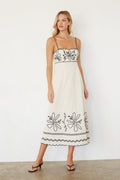 Kinsley Embroidered Linen Midi Dress
