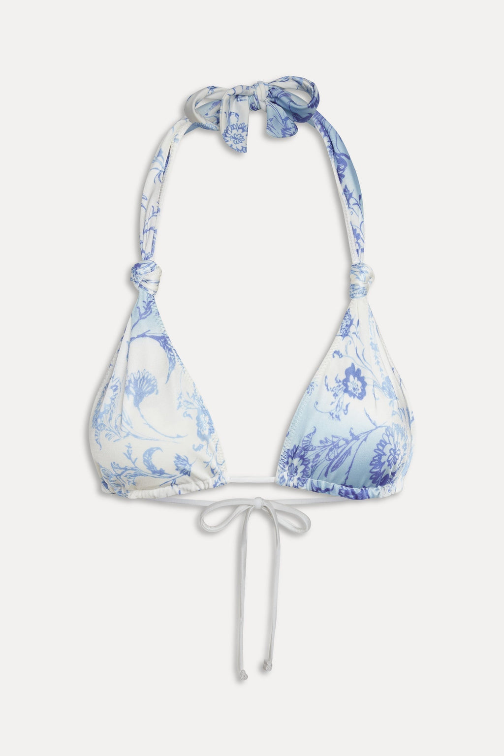 Kealy Satin Halter Bikini Top - Fleur de Bleu