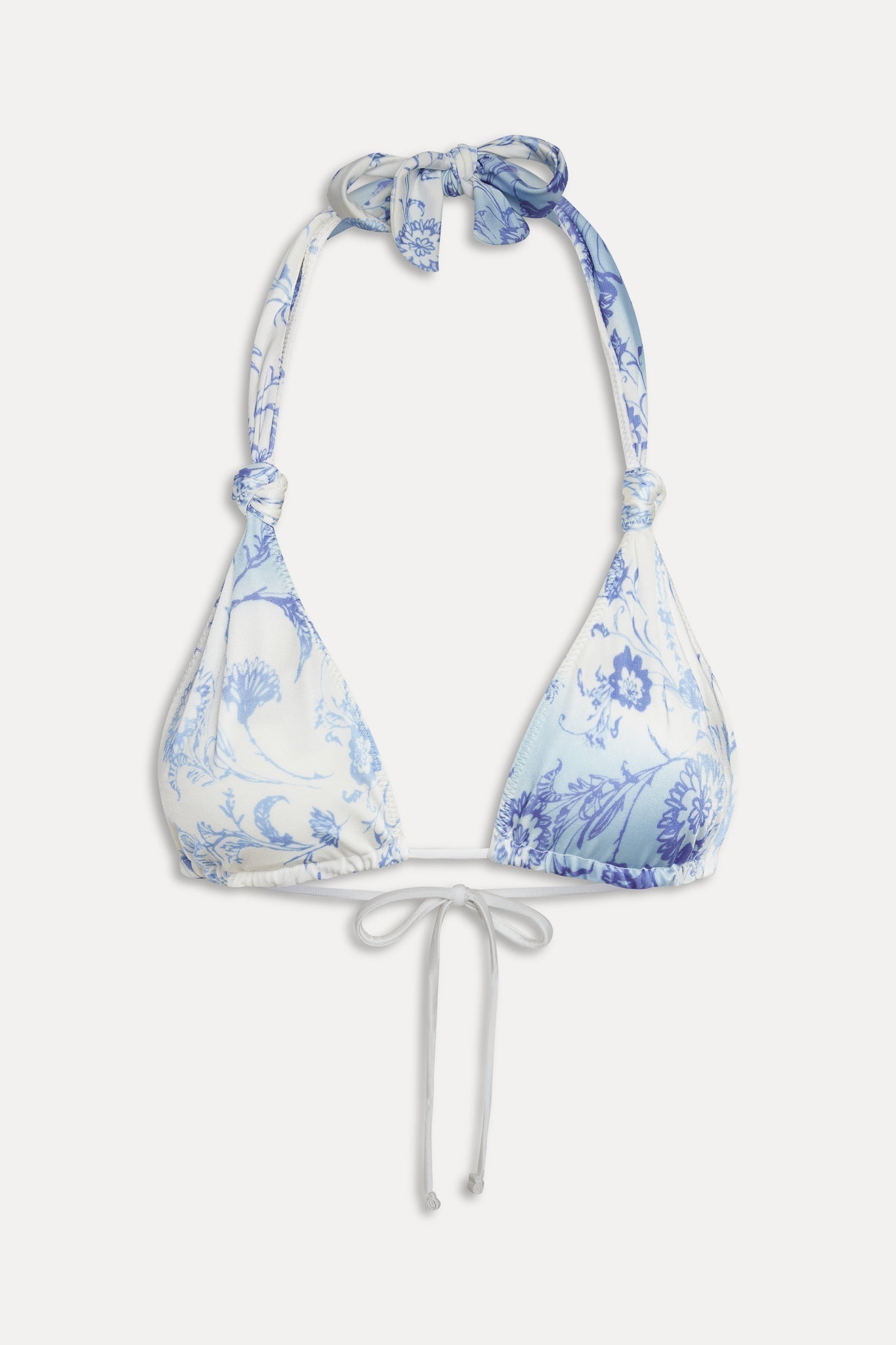 Kealy Satin Halter Bikini Top - Fleur de Bleu