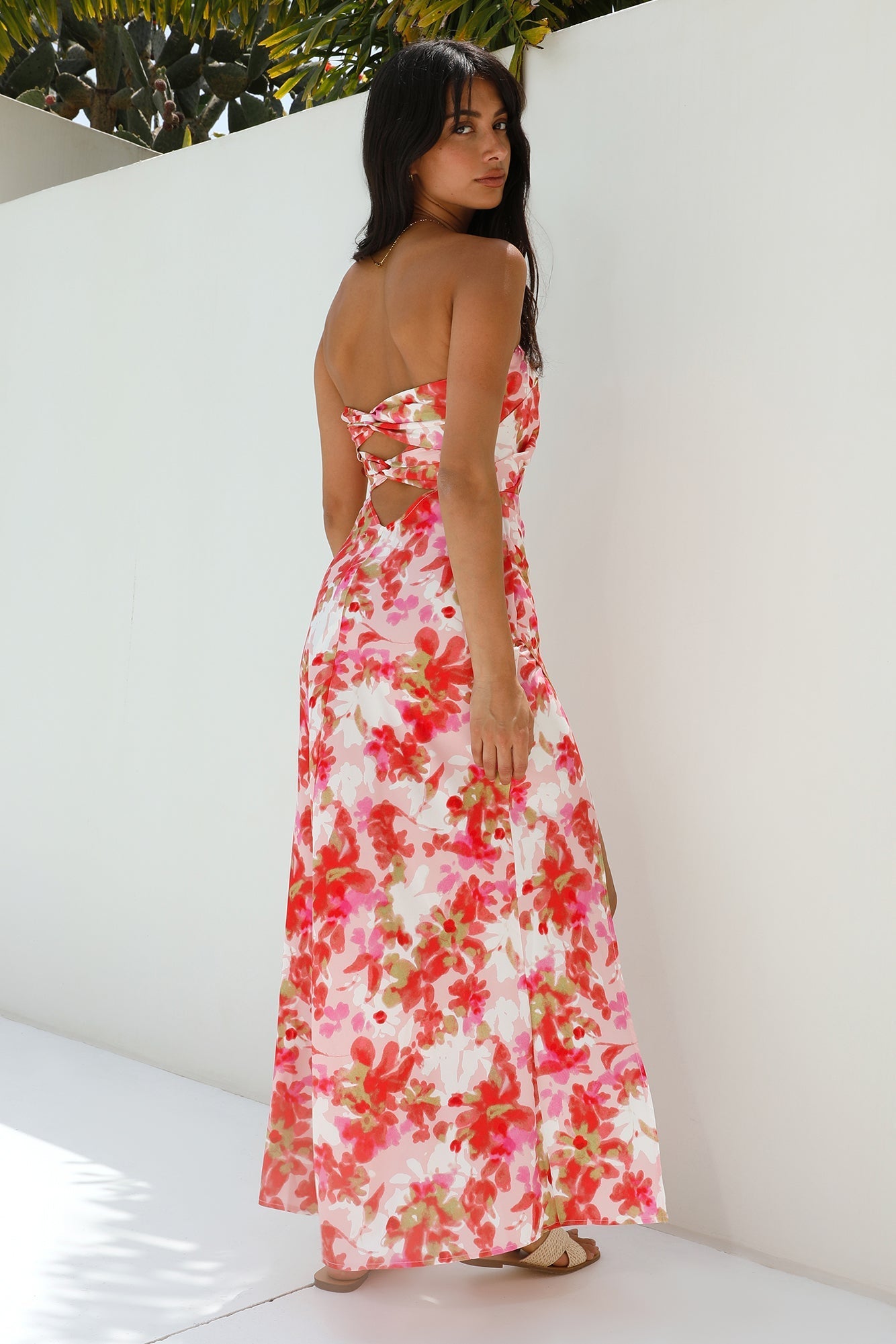 Gardenia Strapless Maxi Dress Red