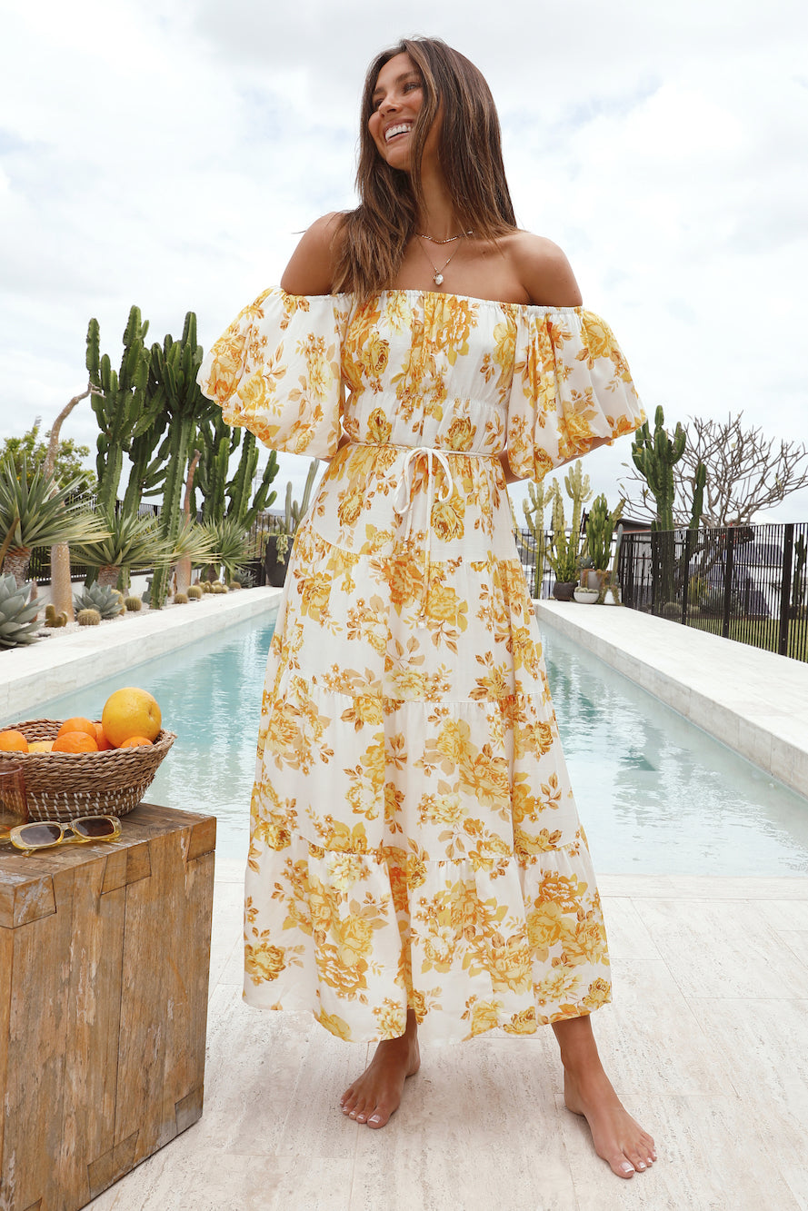 Sunflower Off-Shoulder Maxi Dress Yellow