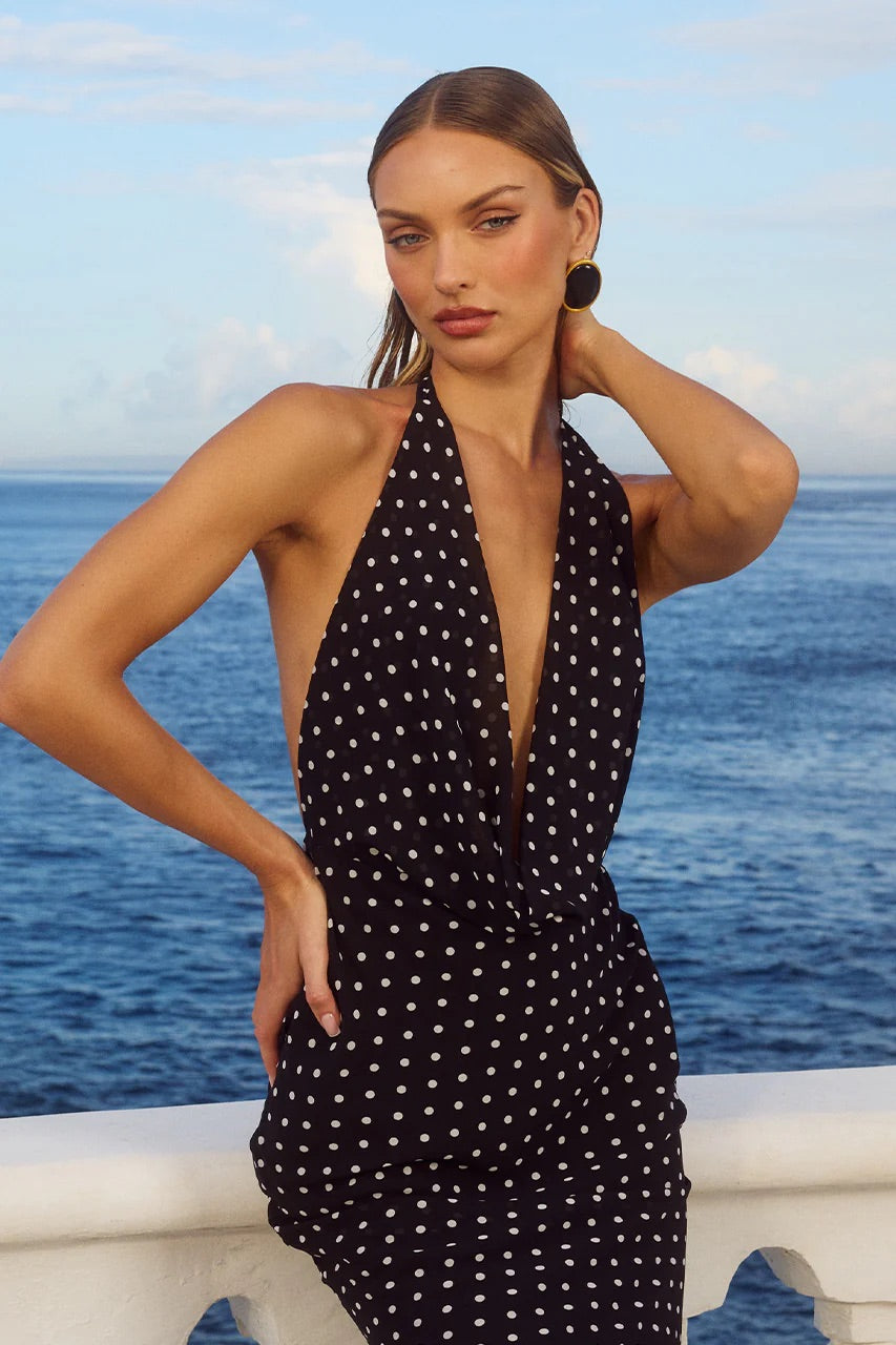 Lexie Plunge Halter Maxi Dress