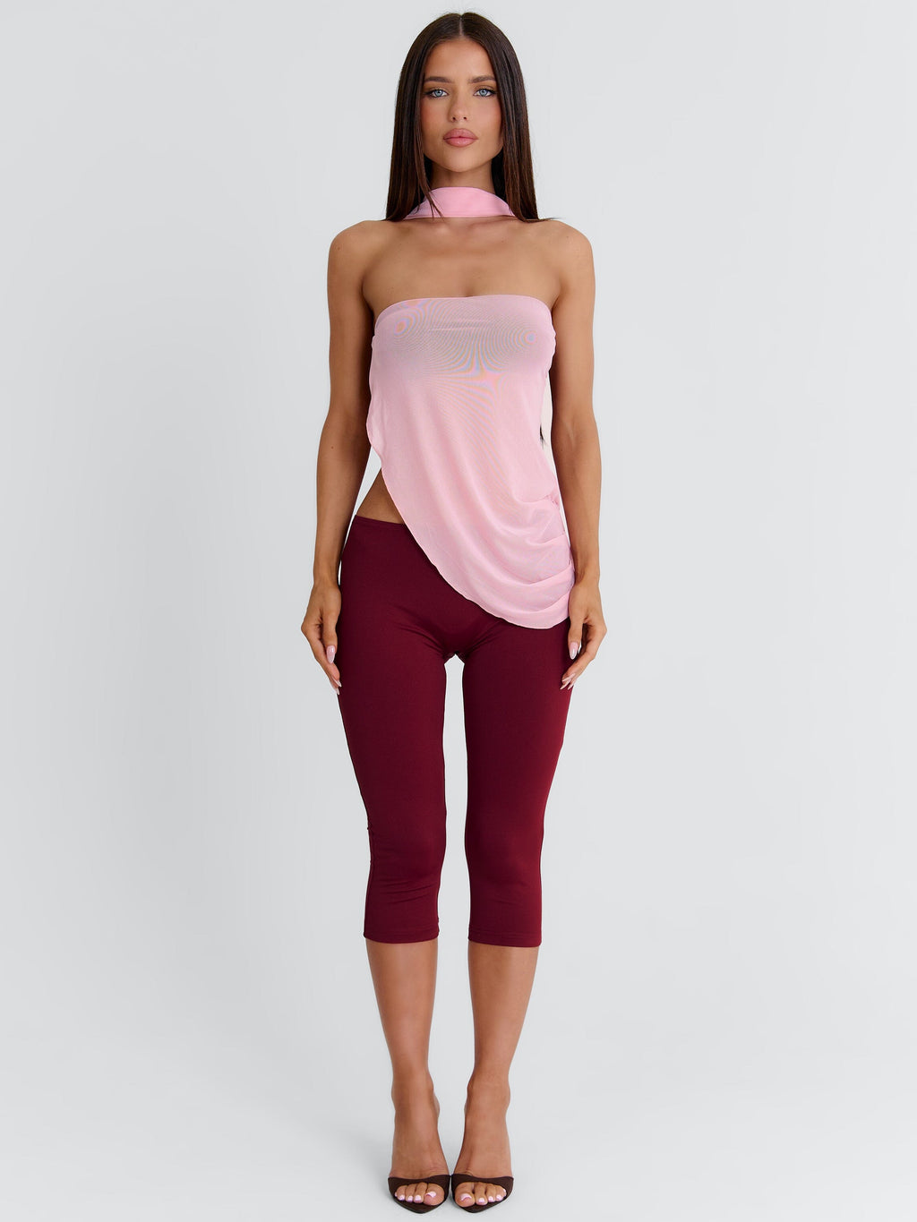 Lucylle Capri Jumpsuit Pink And Burgundy