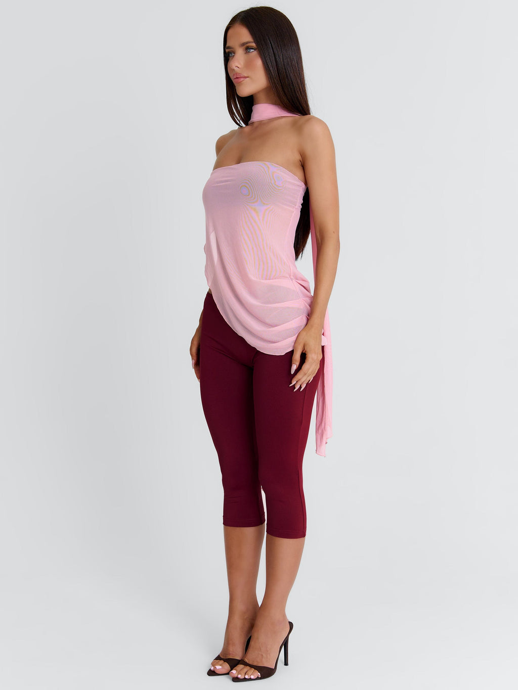 Lucylle Capri Jumpsuit Pink And Burgundy