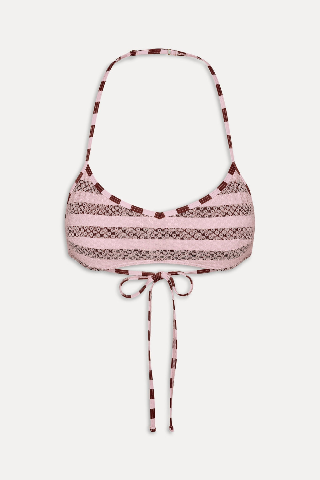 Lotus Mesh Striped Bikini Top - Strawberry Chocolate