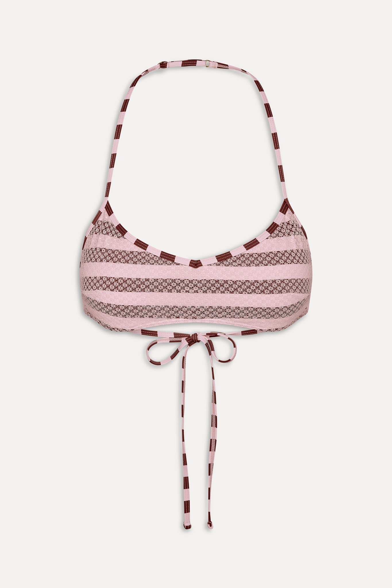 Lotus Mesh Striped Bikini Top - Strawberry Chocolate