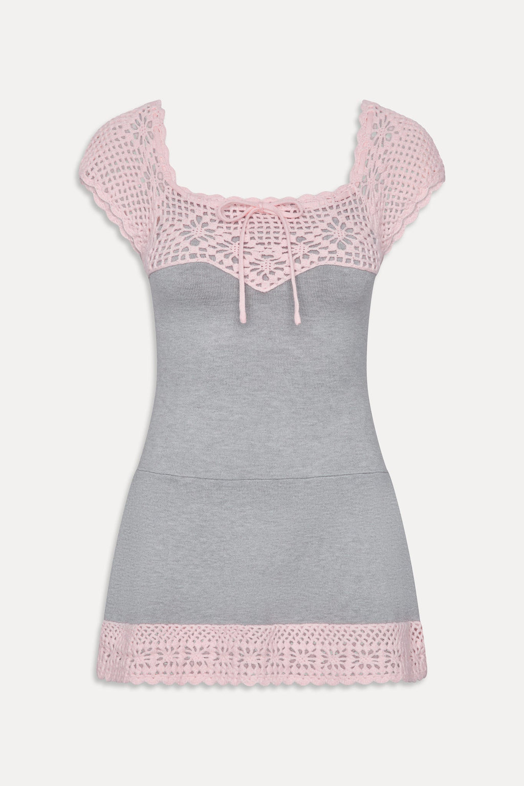 Lover Crochet Knit Mini Dress - Pink Flora