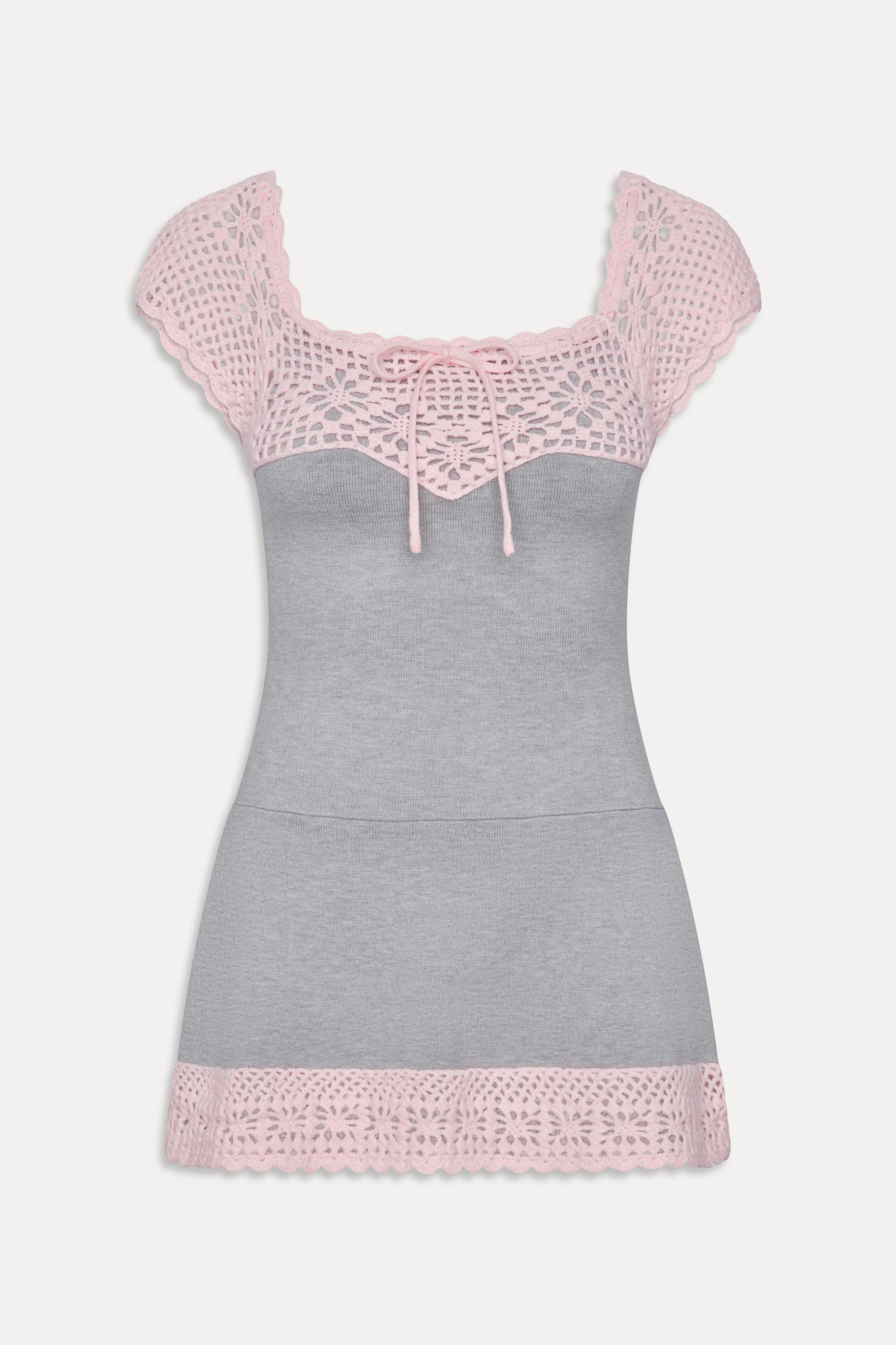 Lover Crochet Knit Mini Dress - Pink Flora