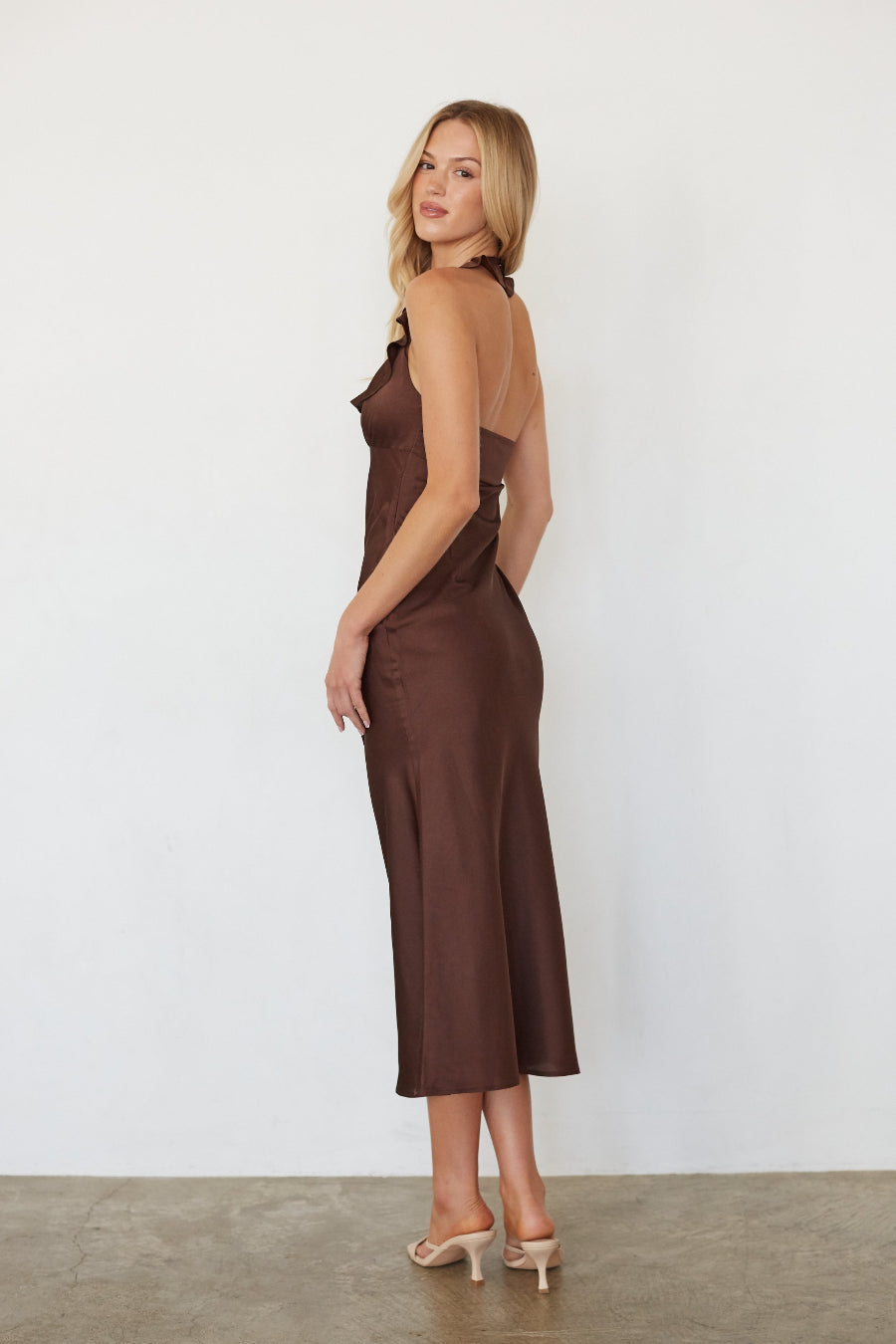 Mika Ruffle Halter Midi Dress