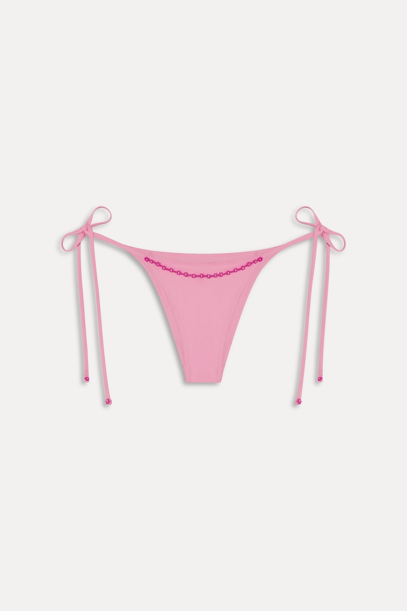 Mackenzie Cheeky Beaded Bikini Bottom - Pastel Pink