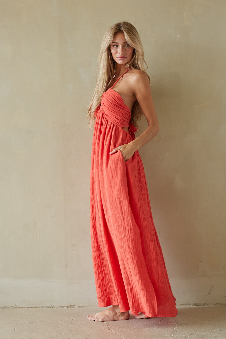 Naia Halter Linen Maxi Dress