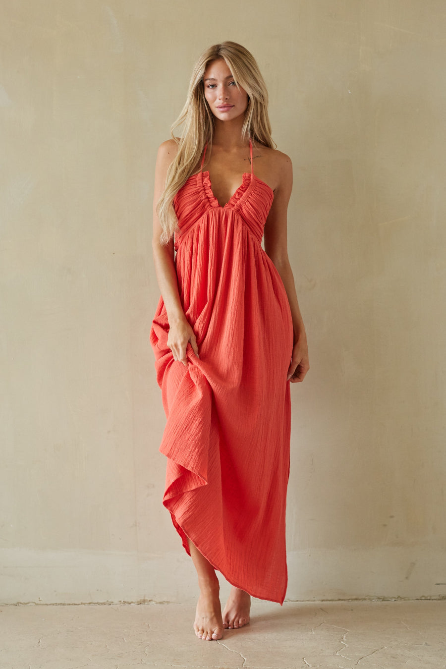 Naia Halter Linen Maxi Dress