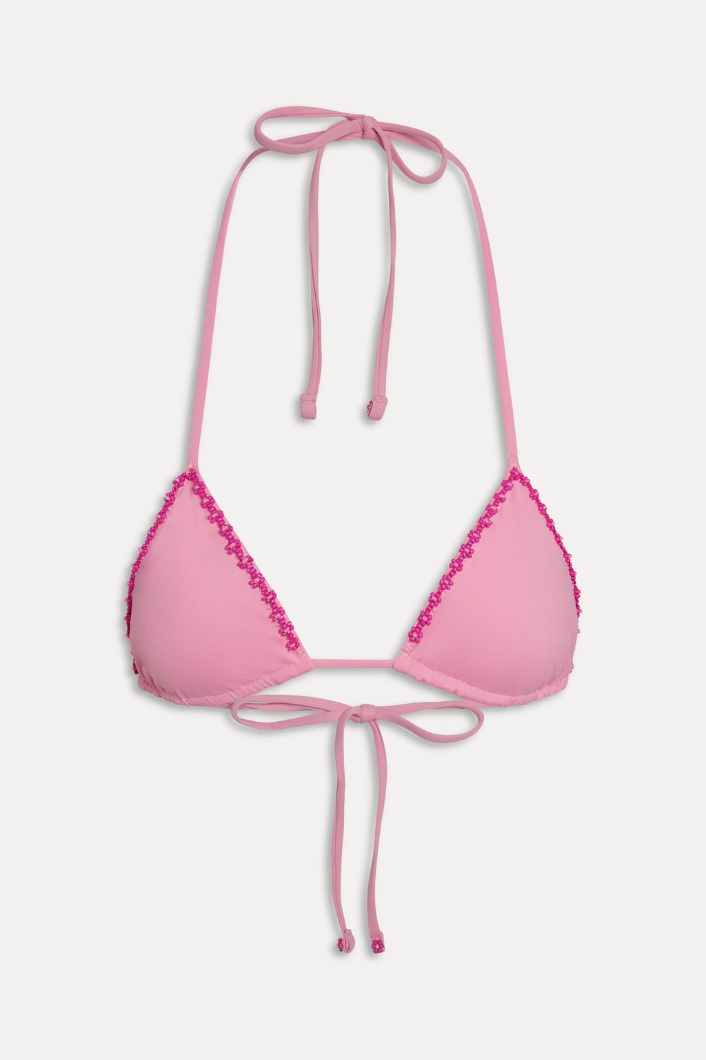 Nick Beaded Triangle Bikini Top - Pastel Pink