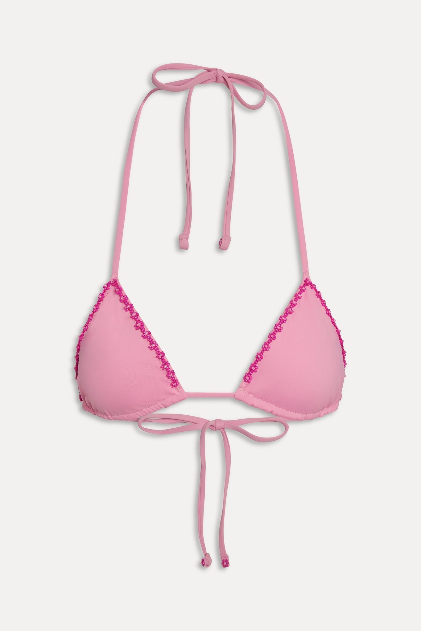 Nick Beaded Triangle Bikini Top - Pastel Pink