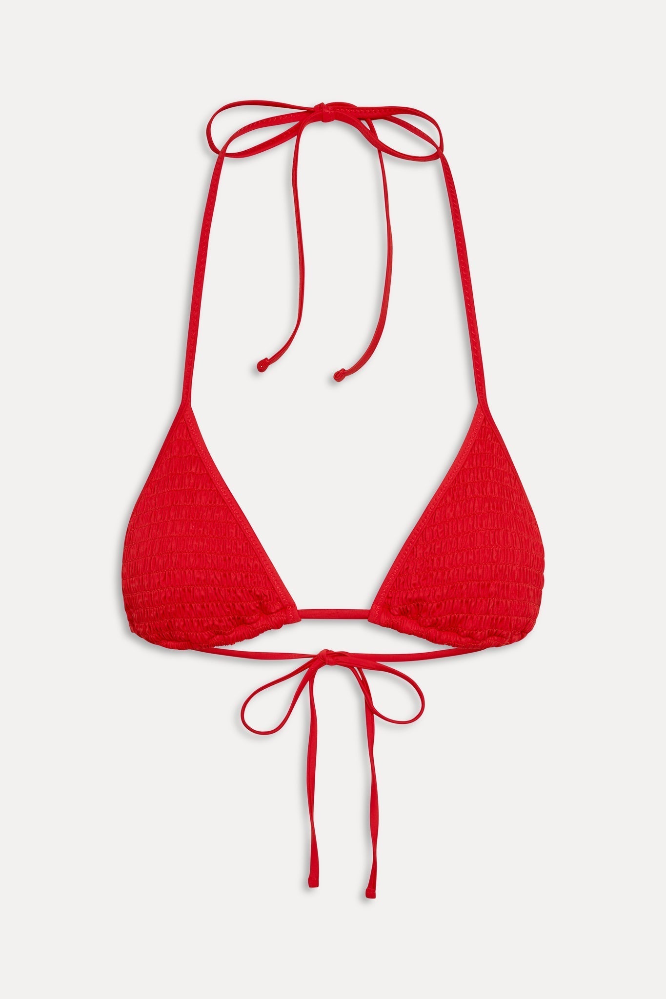 Nick Smocked Triangle Bikini Top - Classic Red