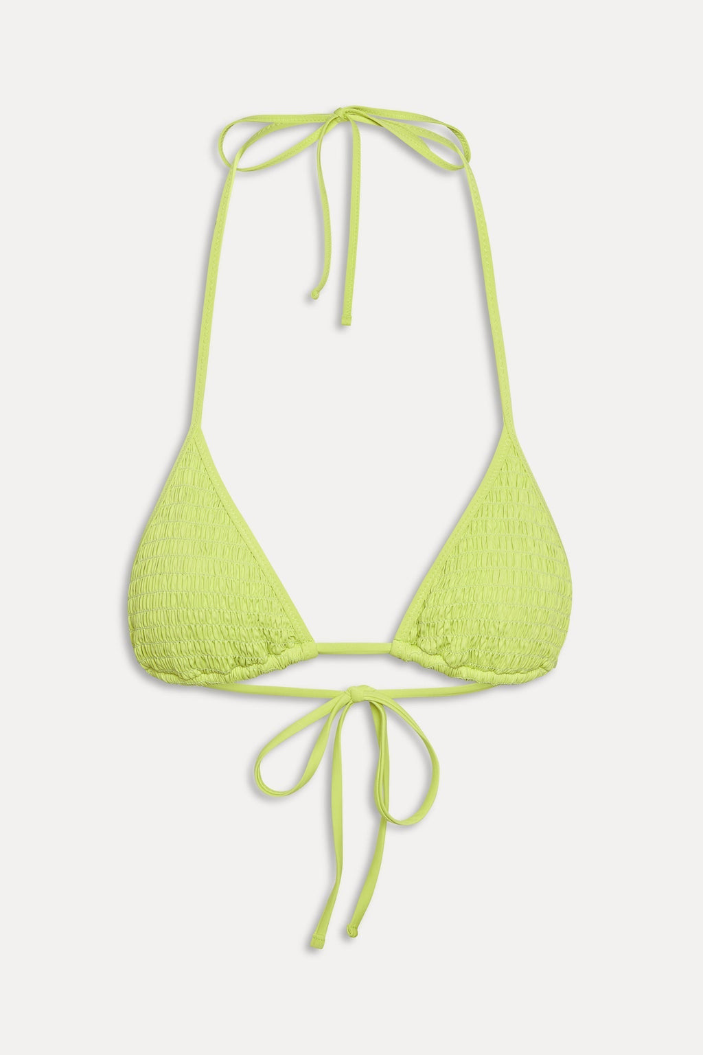 Nick Smocked Triangle Bikini Top - Sea Glass Green