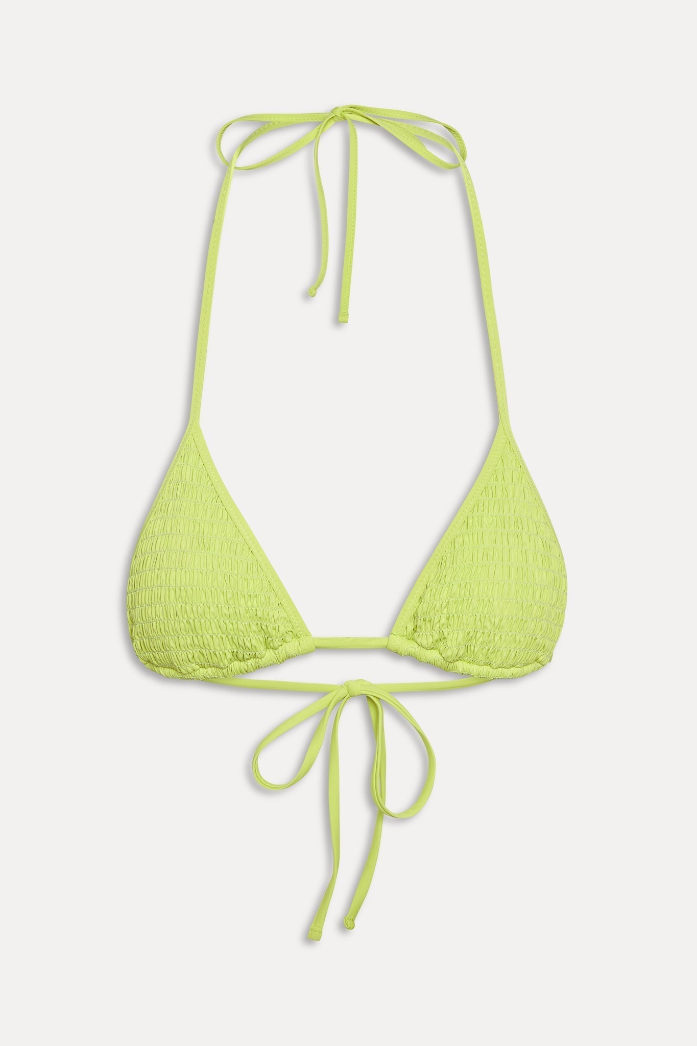 Nick Smocked Triangle Bikini Top - Sea Glass Green