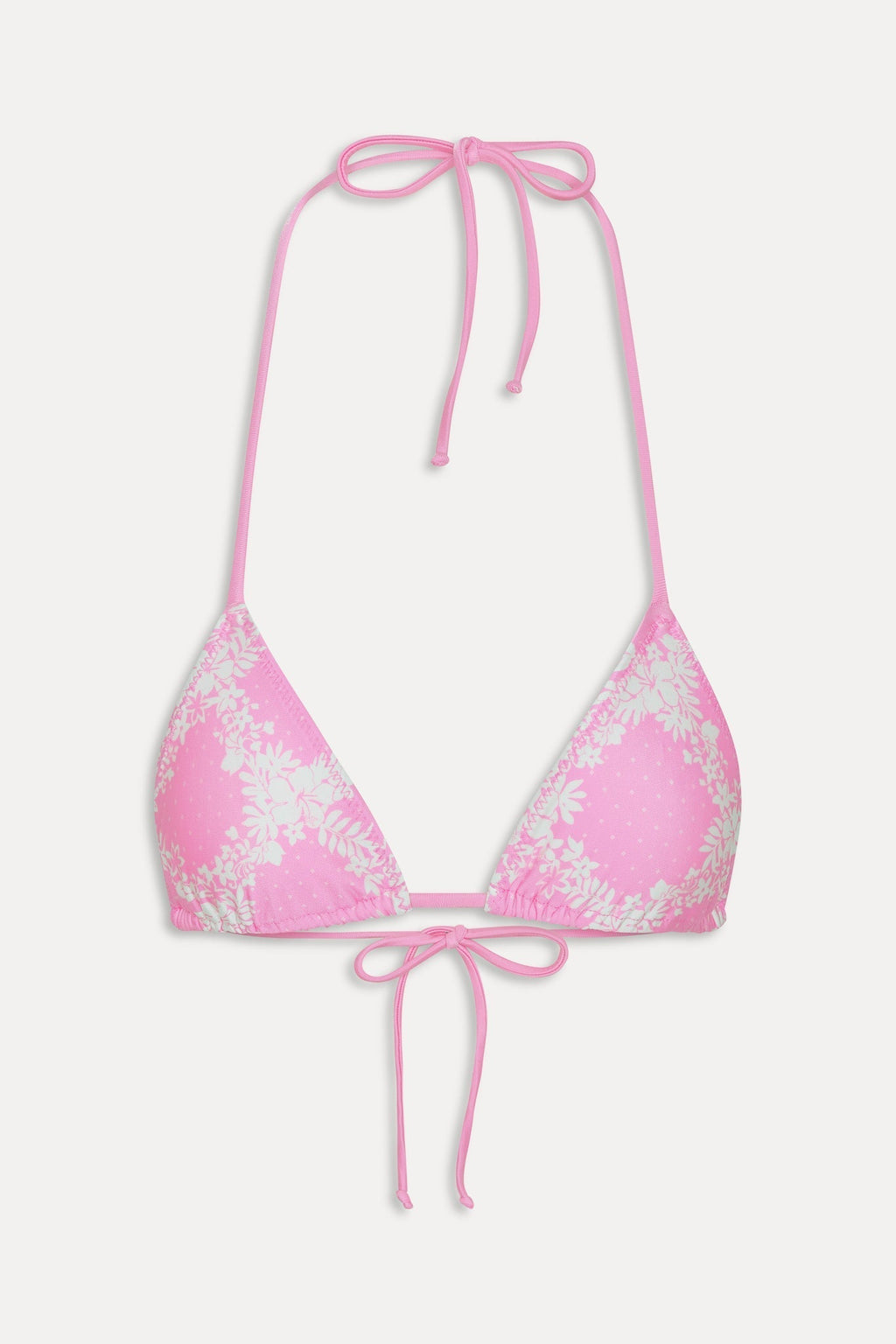 Nick Satin Triangle Bikini Top - Tropical Pink Polka Dot